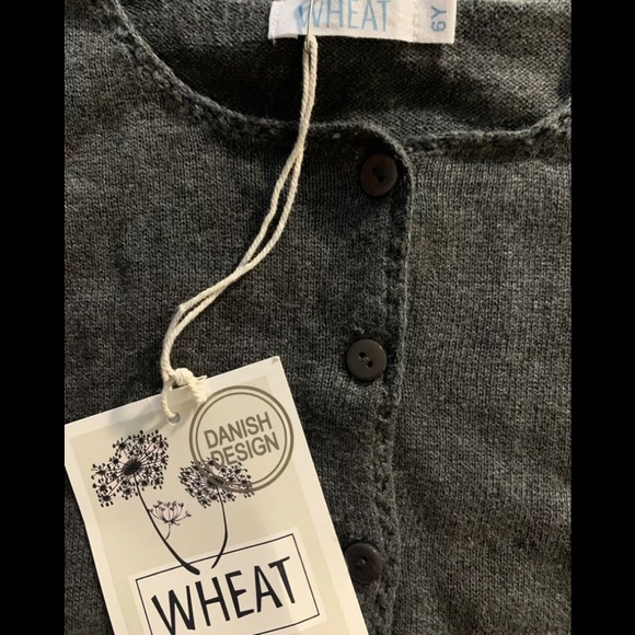 NEW WHEAT DANISH DESIGN GIRLS CLASSIC KNIT CARDIGAN DARK GREY - Picture 2 of 3